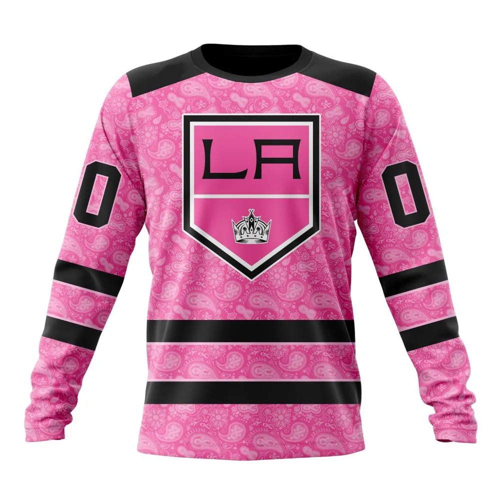 NHL Los Angeles Kings Special Pink Fight Breast Cancer St2306 Long Sleeved Sweatshirt 