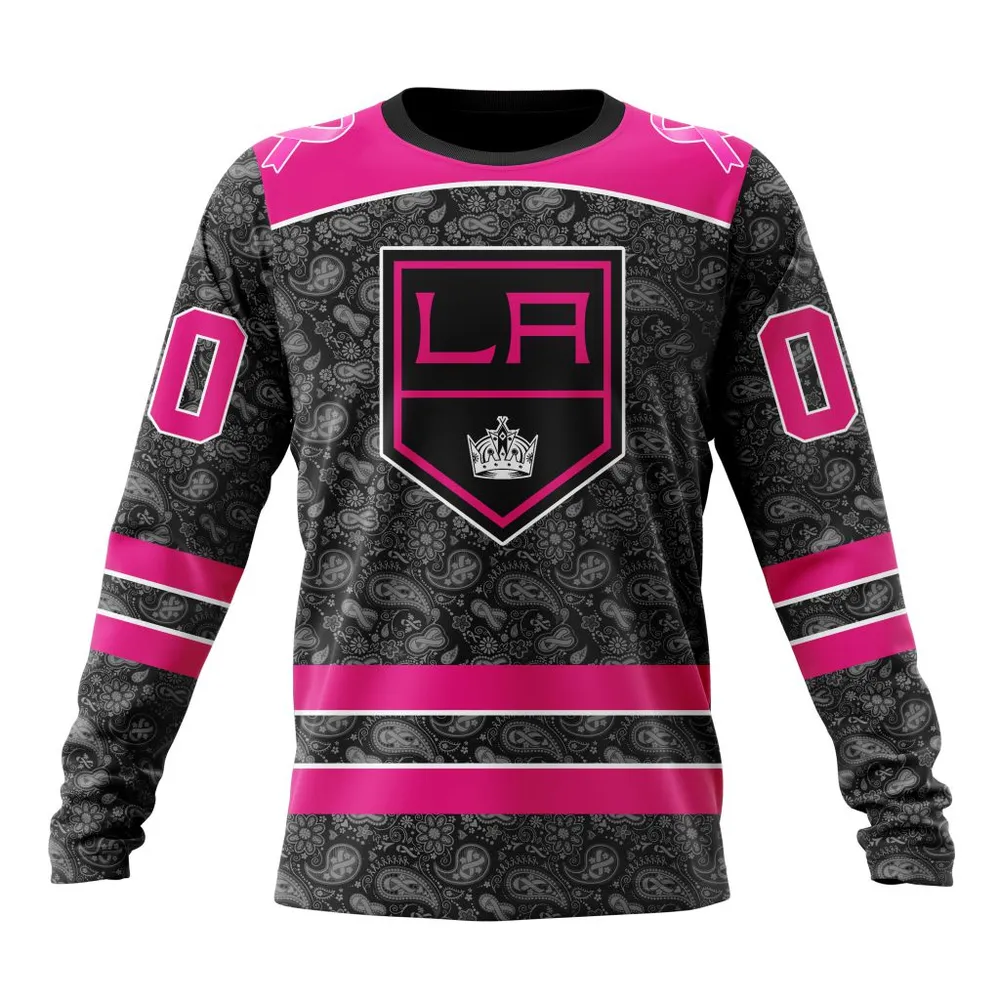 NHL Los Angeles Kings Special Pink In The Rink Fight Breast Cancer St2301 Long Sleeved Sweatshirt 