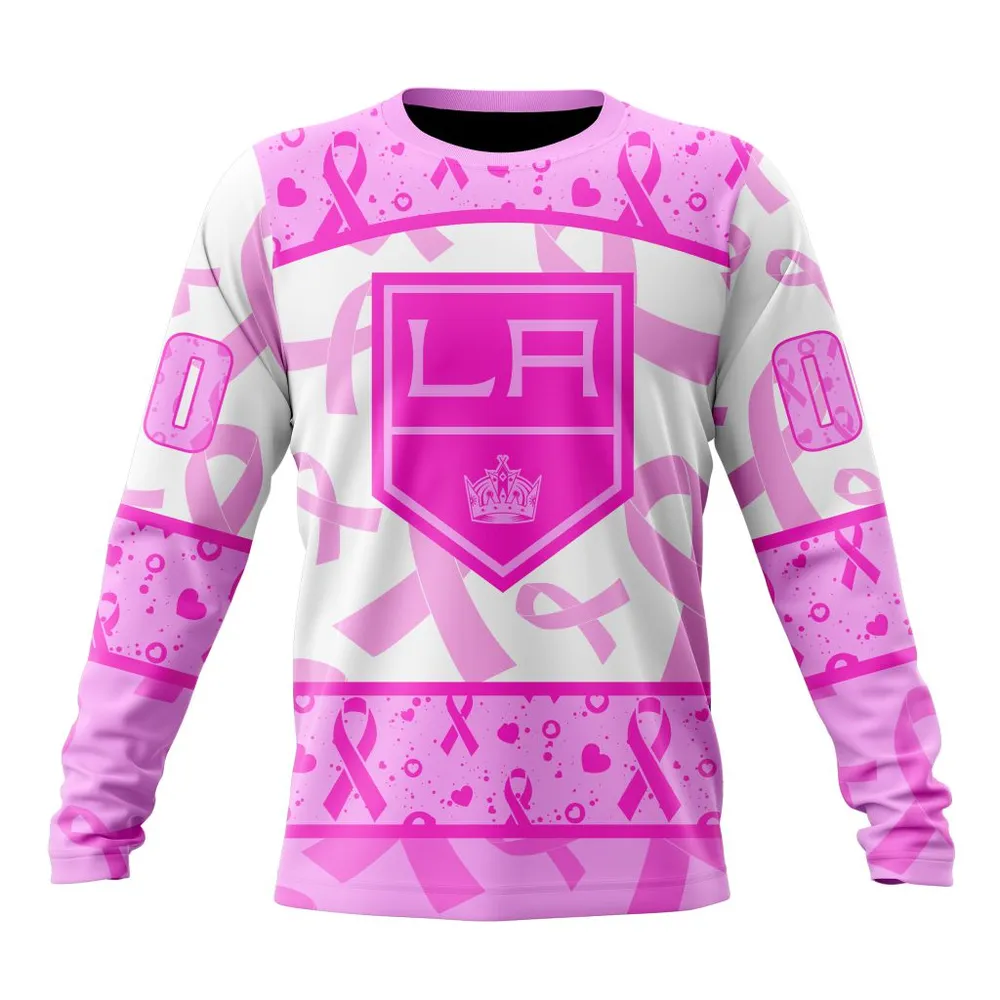 NHL Los Angeles Kings Special Pink October Breast Cancer Awareness Month St2302 Long Sleeved Sweatshirt 