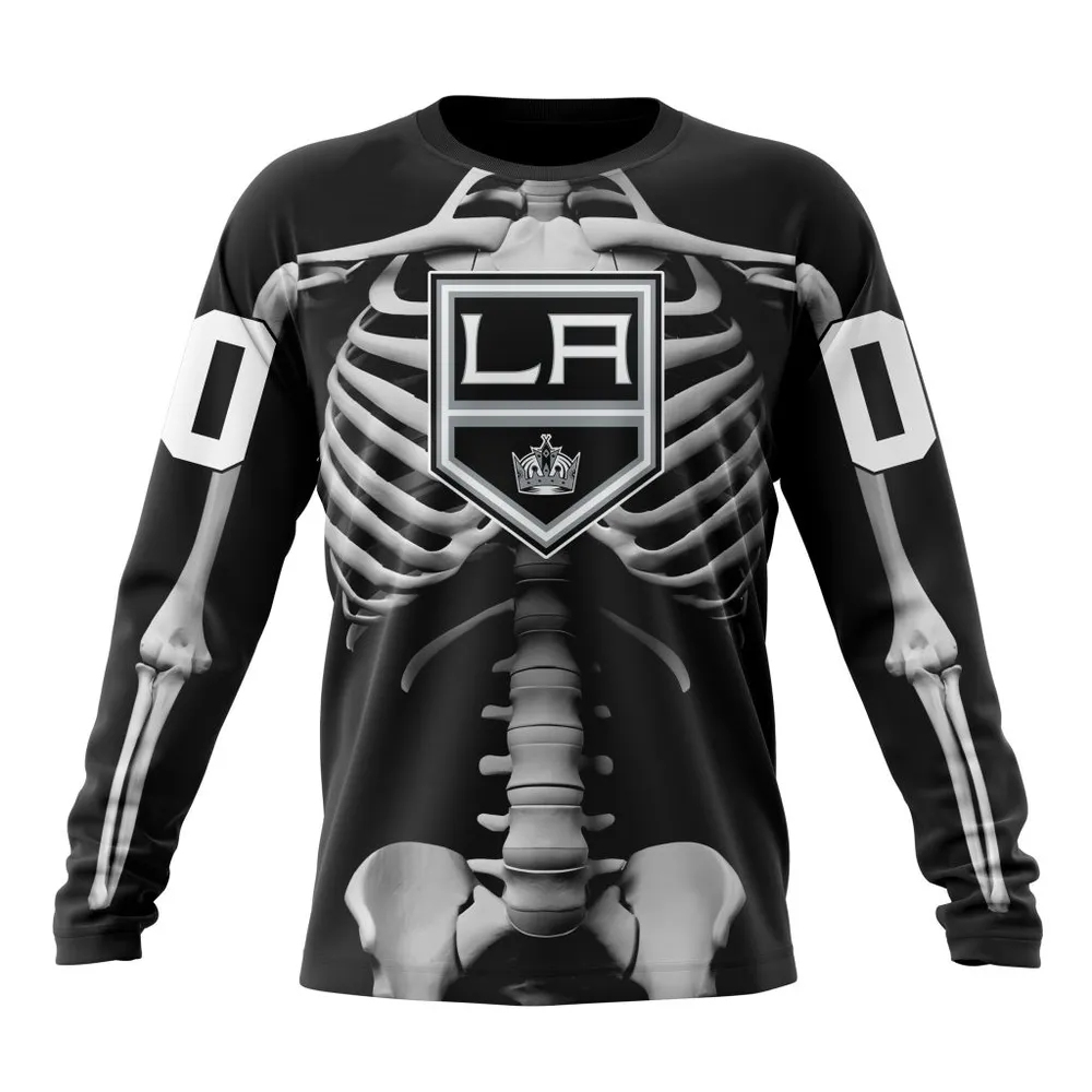 NHL Los Angeles Kings Special Skeleton Costume For Halloween St2301 Long Sleeved Sweatshirt 