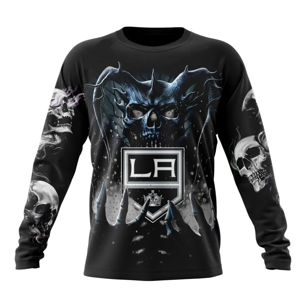 NHL Los Angeles Kings Special Skull Art Design St2301 Long Sleeved Sweatshirt 