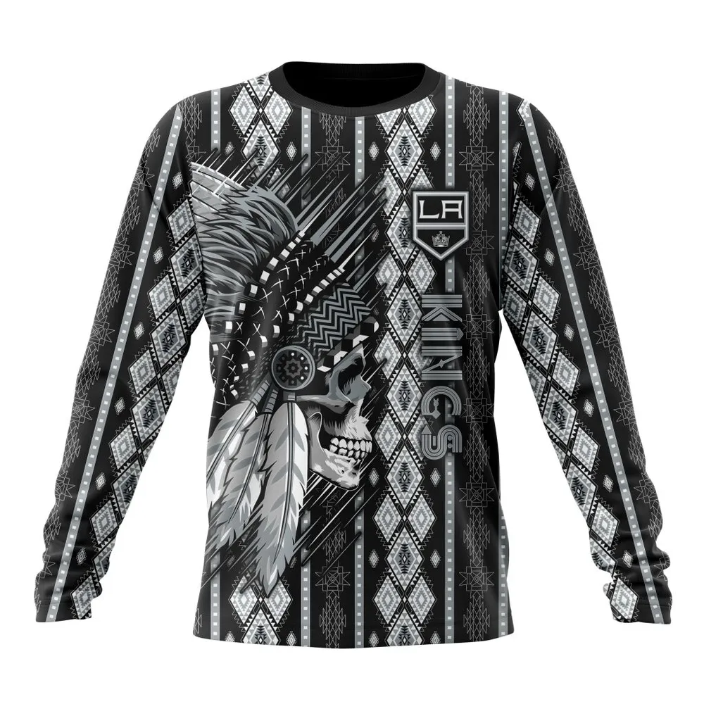 NHL Los Angeles Kings Special Skull Native Design St2301 Long Sleeved Sweatshirt 