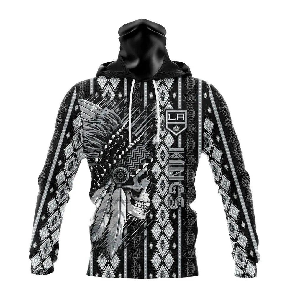 NHL Los Angeles Kings Special Skull Native Design St2301 Mask Hoodie