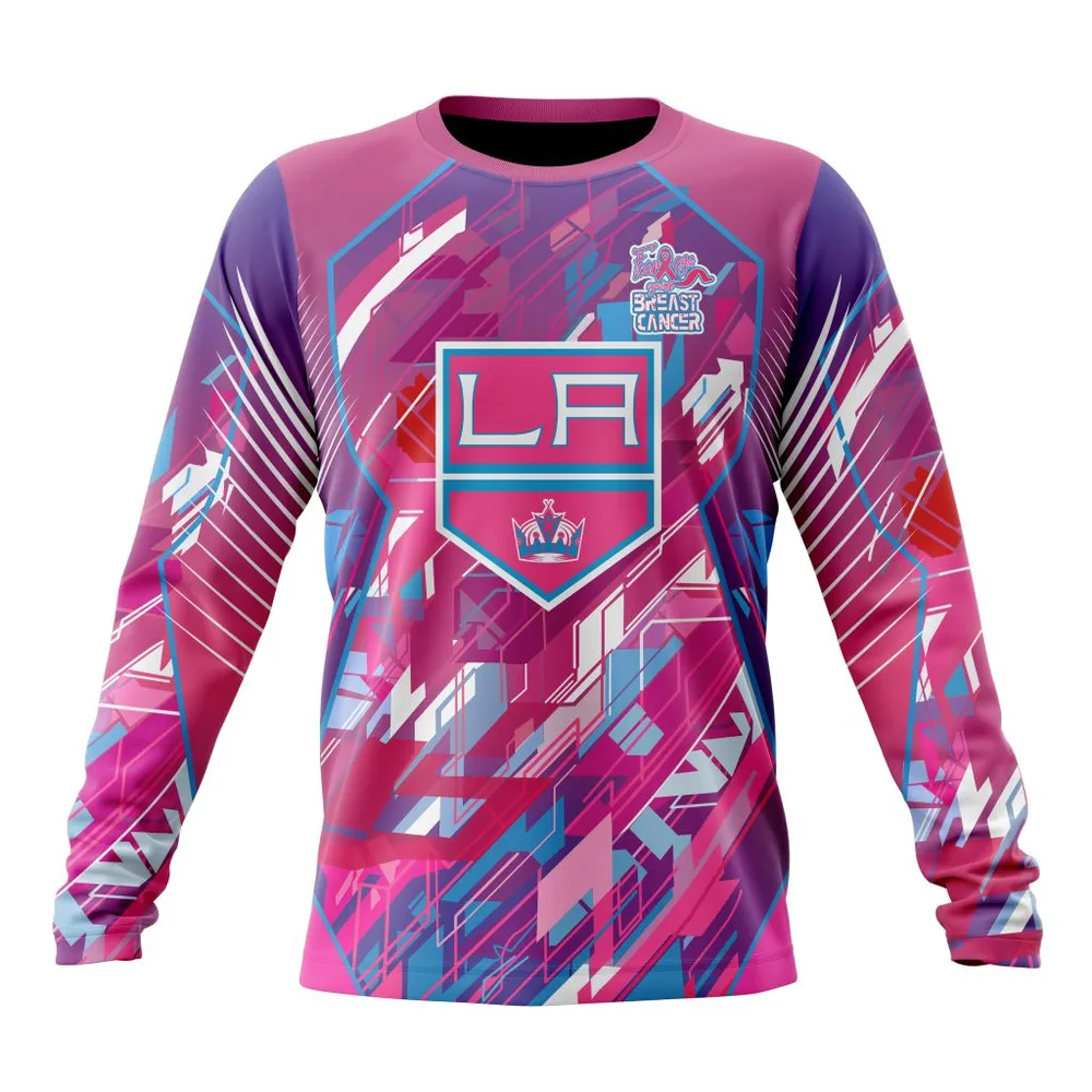 NHL Los Angeles Kings | Specialized Design I Pink I Can! Fearless Again Breast Cancer Long Sleeved Sweatshirt 