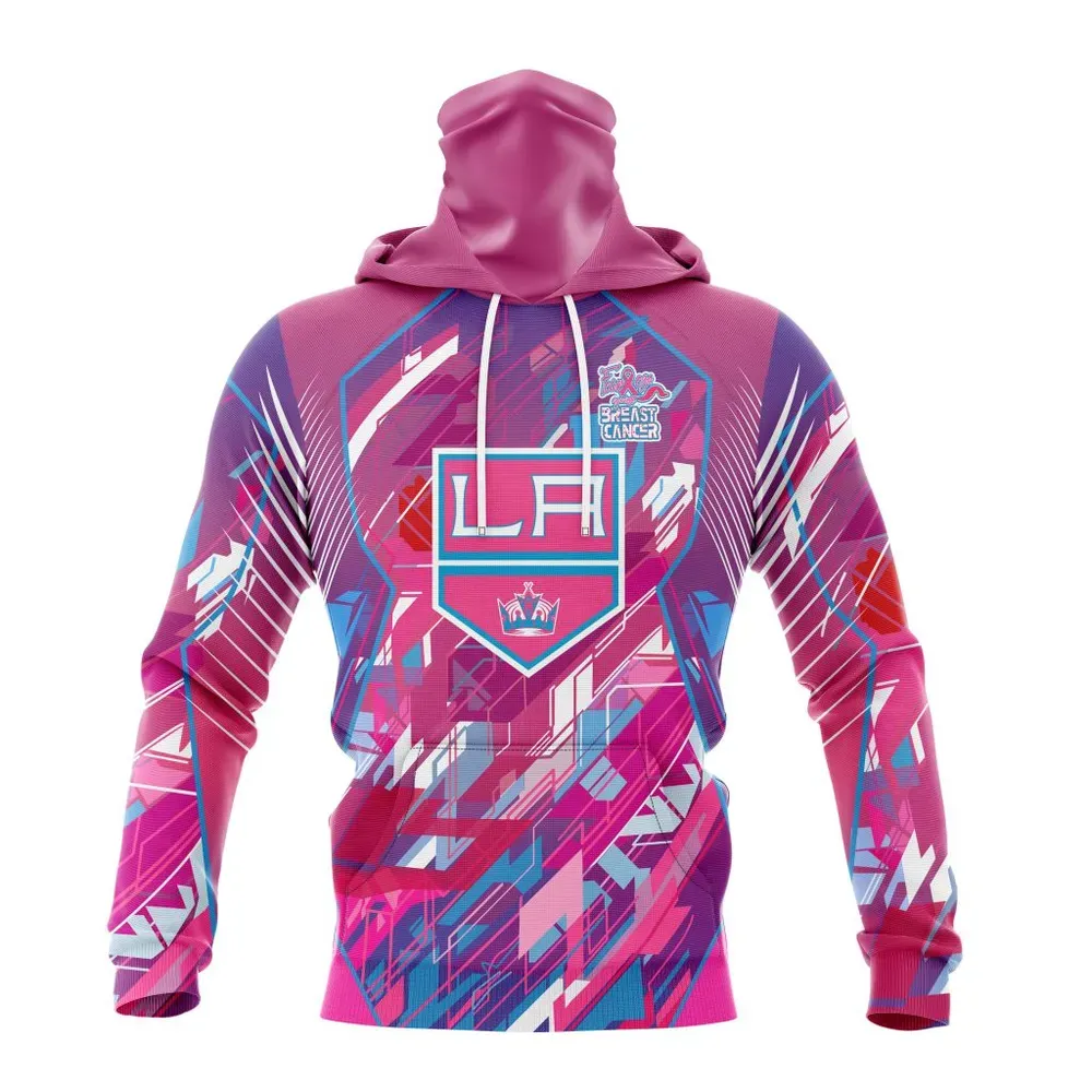 NHL Los Angeles Kings | Specialized Design I Pink I Can! Fearless Again Breast Cancer Mask Hoodie