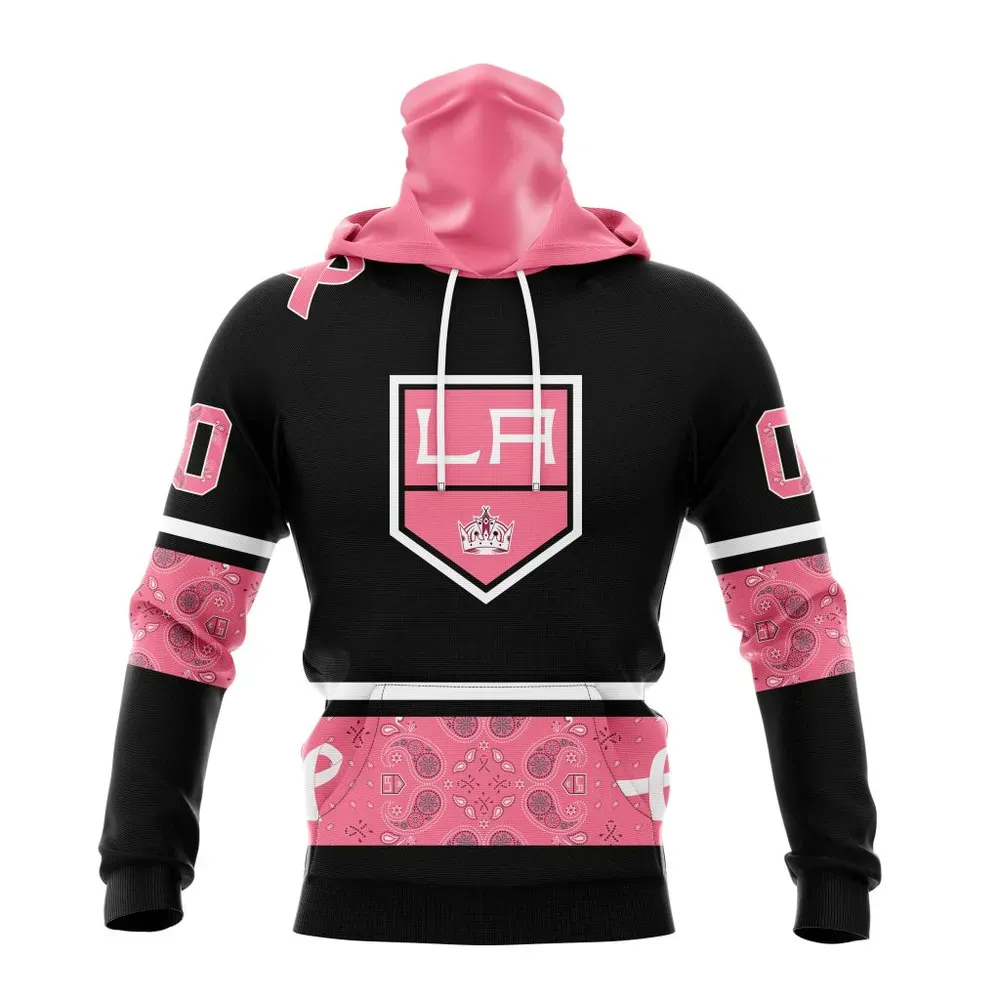 NHL Los Angeles Kings | Specialized Design In Classic Style With Paisley! In October We Wear Pink Breast Cancer Mask Hoodie