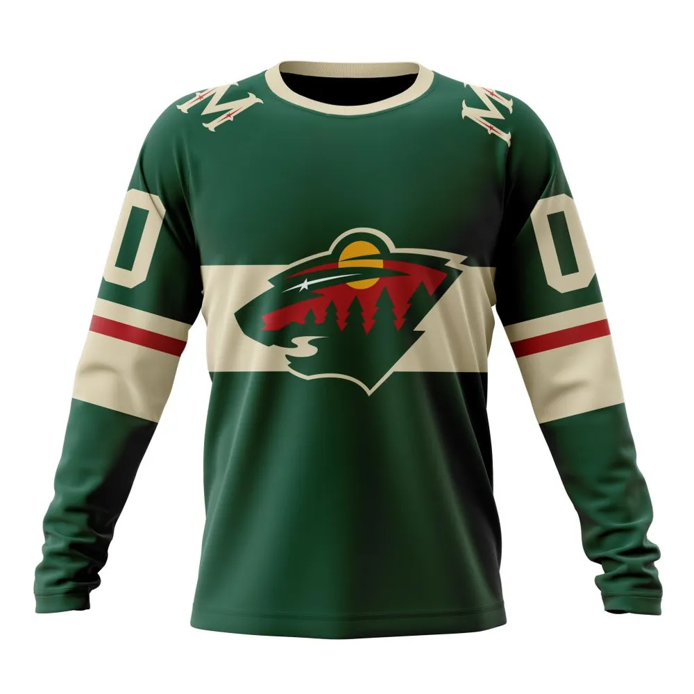 NHL Minnesota Wild Home Kits Long Sleeved Sweatshirt 