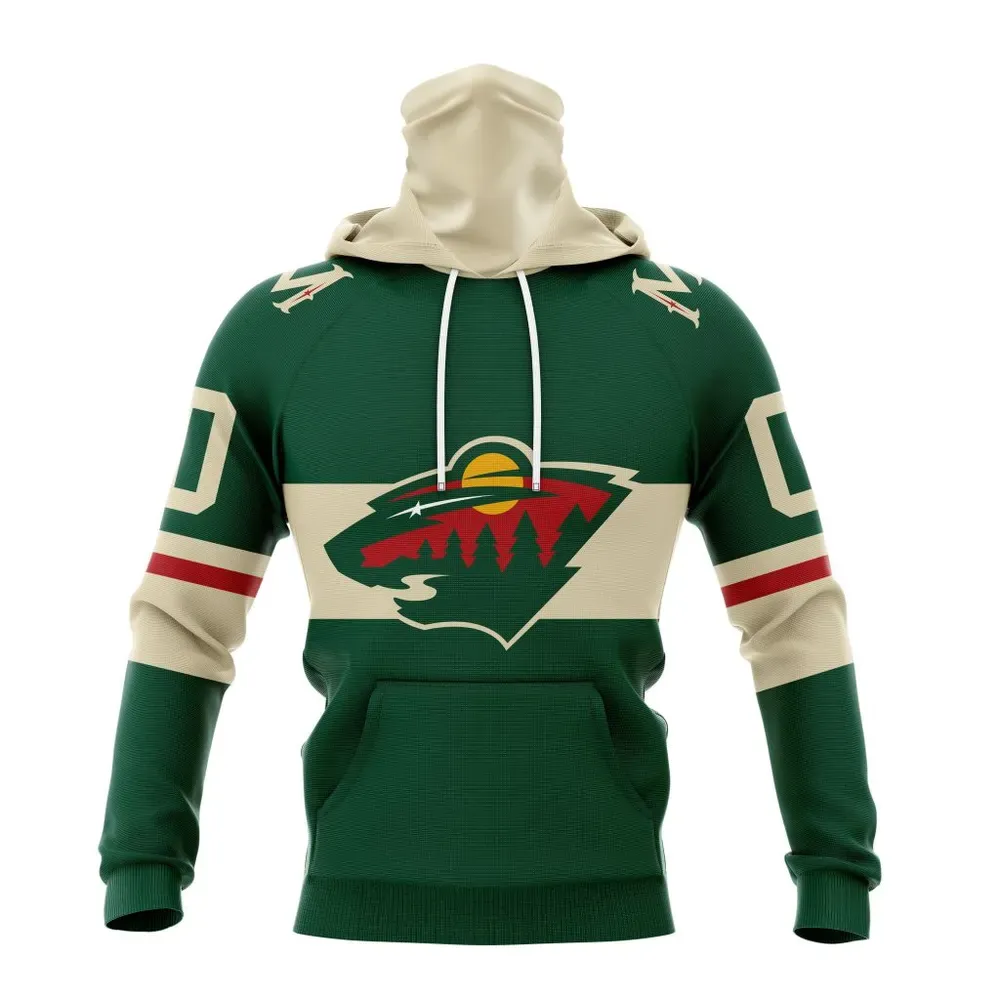 NHL Minnesota Wild Home Kits Mask Hoodie