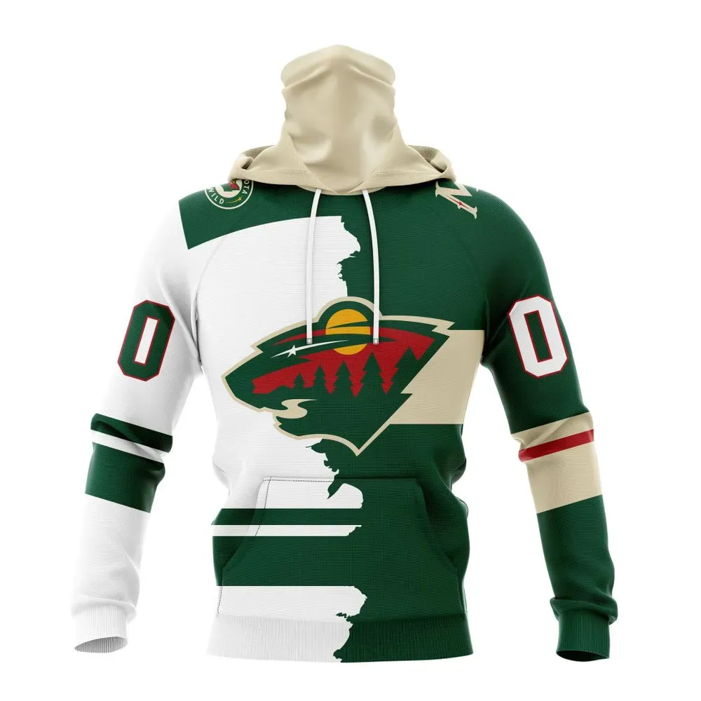 NHL Minnesota Wild Personalize Home Mix Away Kits Mask Hoodie