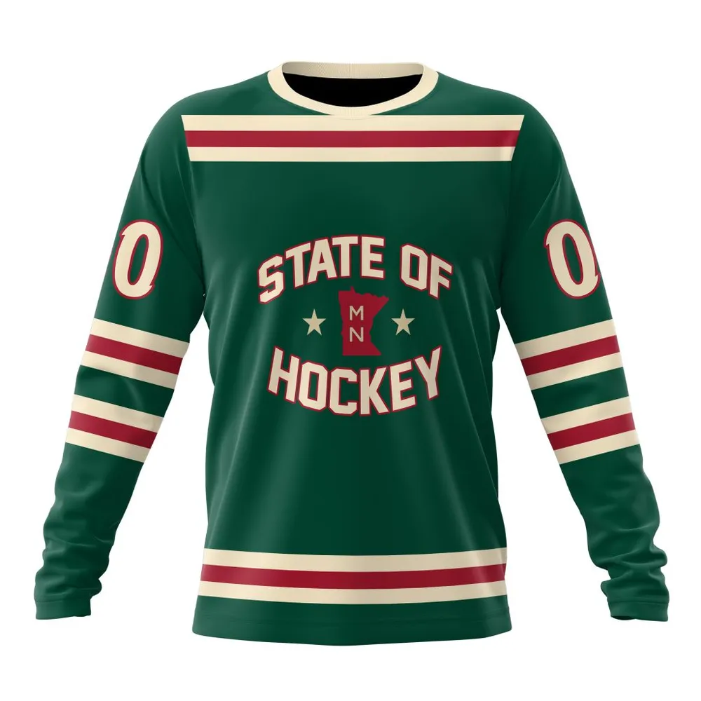 NHL Minnesota Wild Personalized Alternate Concepts Kits St2401 Long Sleeved Sweatshirt 