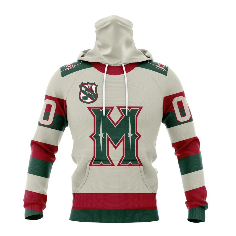 NHL Minnesota Wild Personalized Heritage Design St2401 Mask Hoodie