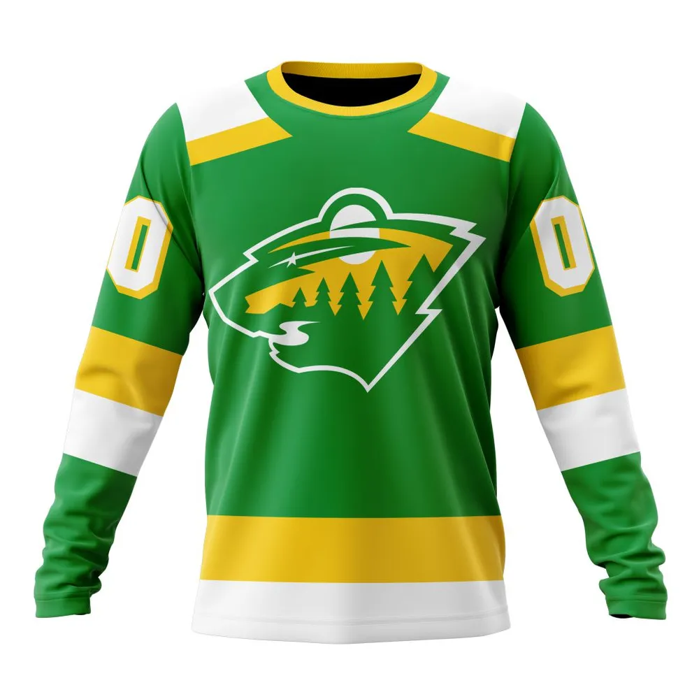 NHL Minnesota Wild Reverse Retro Kits Long Sleeved Sweatshirt 