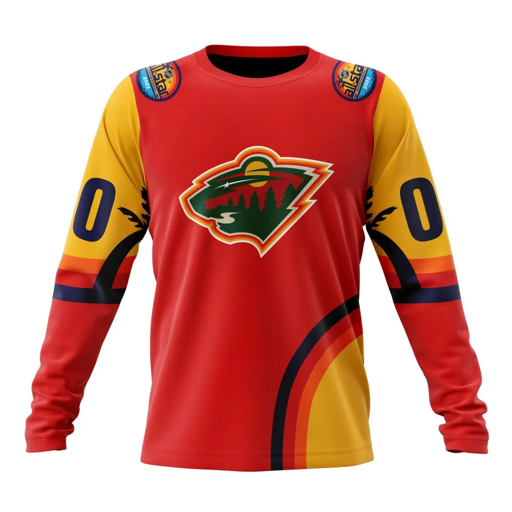 NHL Minnesota Wild Special All-Star Game Design With Florida Sunset Long Sleeved Sweatshirt 