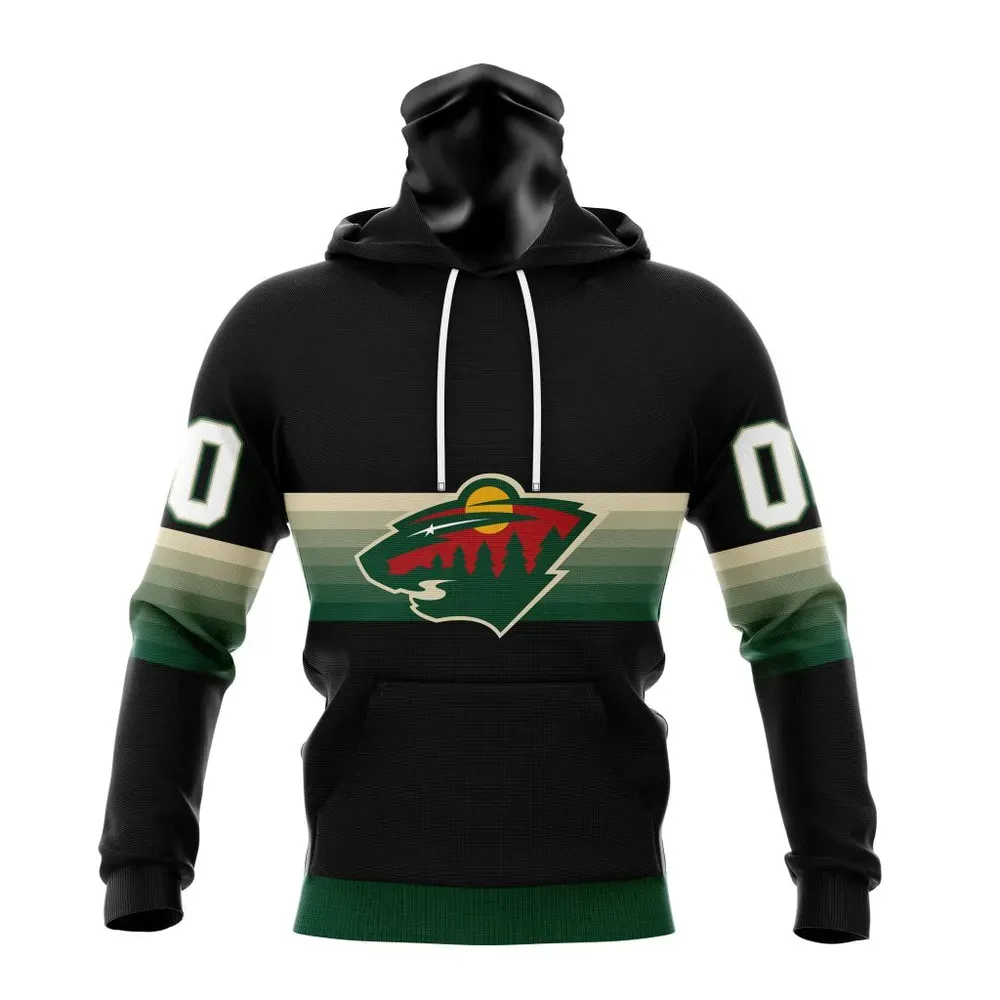 NHL Minnesota Wild Special Black And Gradient Design St2301 Mask Hoodie