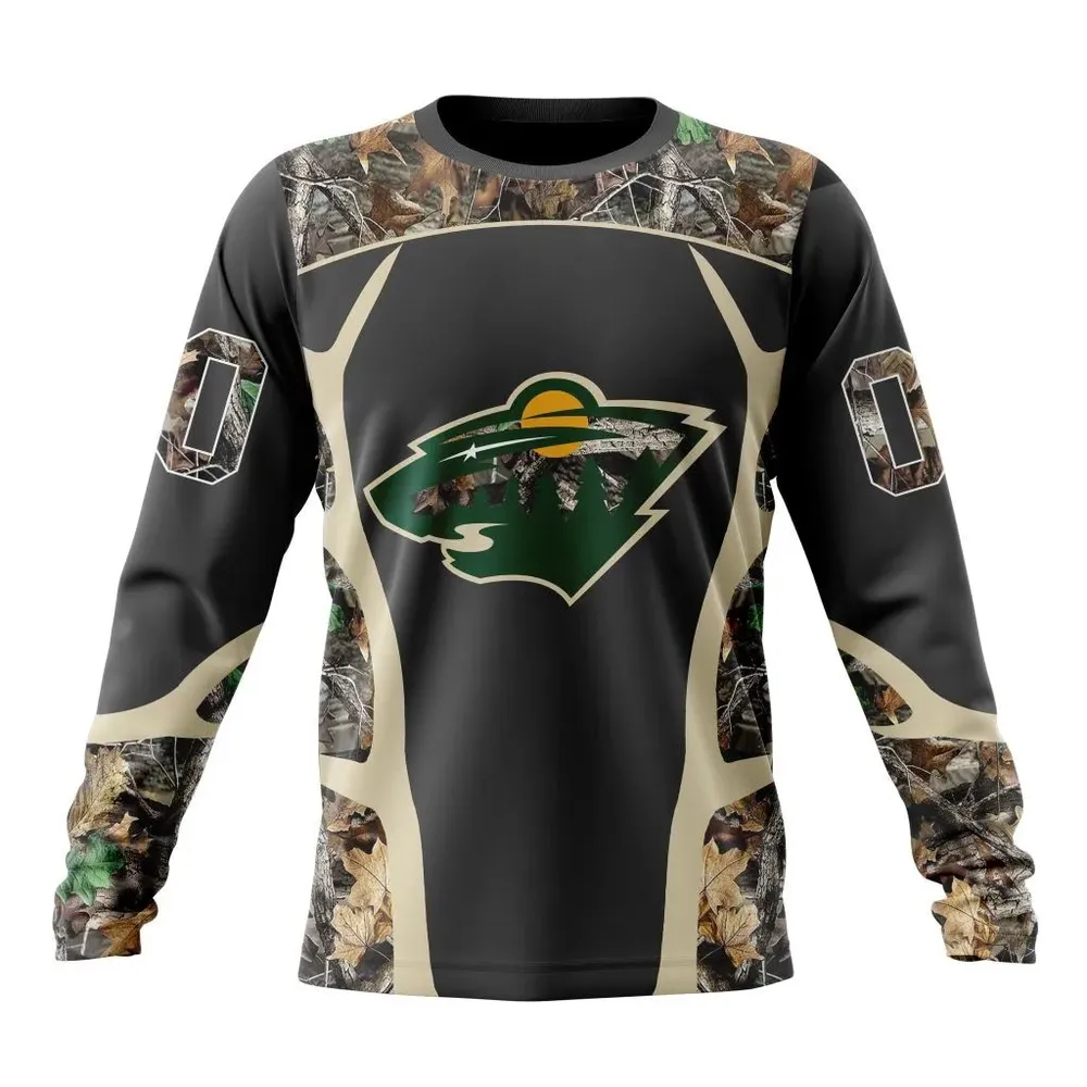 NHL Minnesota Wild Special Camo Hunting Design V2302 Long Sleeved Sweatshirt 