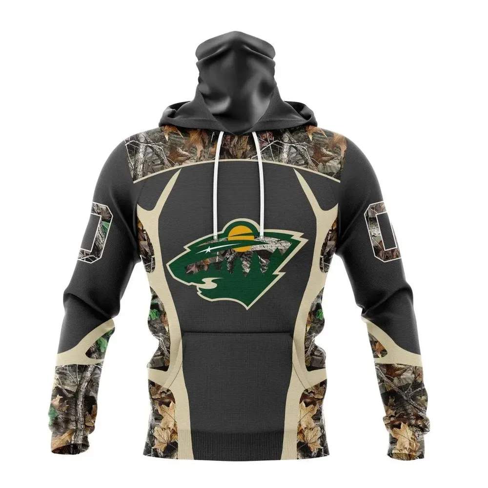 NHL Minnesota Wild Special Camo Hunting Design V2302 Mask Hoodie