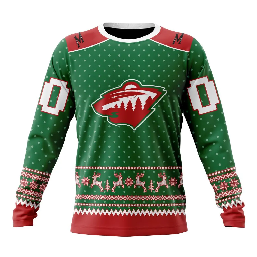 NHL Minnesota Wild Special Christmas Apparel St2201 Long Sleeved Sweatshirt 