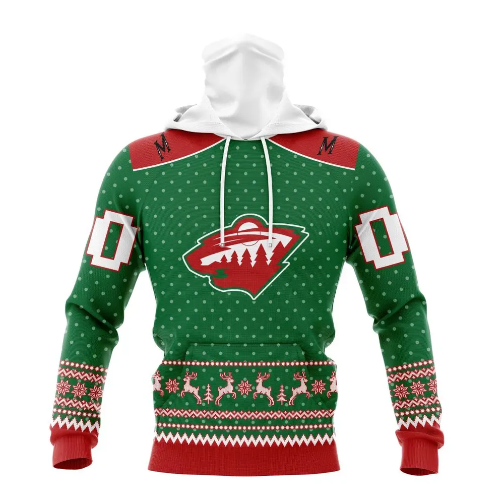 NHL Minnesota Wild Special Christmas Apparel St2201 Mask Hoodie