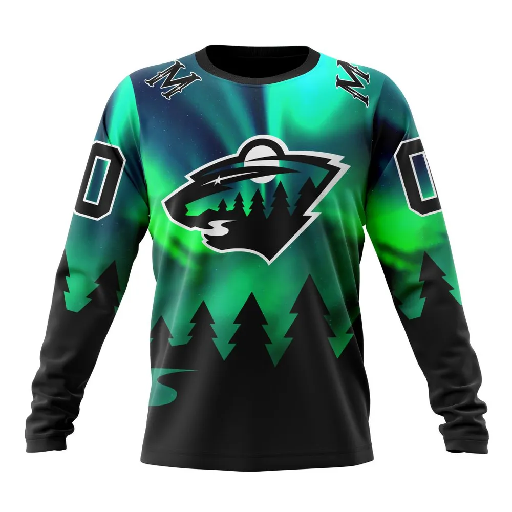 NHL Minnesota Wild Special City Connect Design St2402 Long Sleeved Sweatshirt 