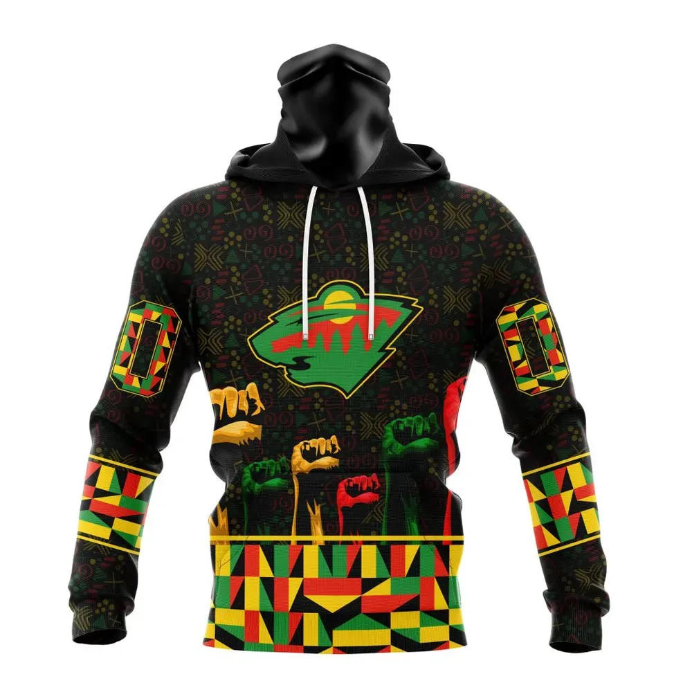 NHL Minnesota Wild Special Design Celebrate Black History Month St2201 Mask Hoodie