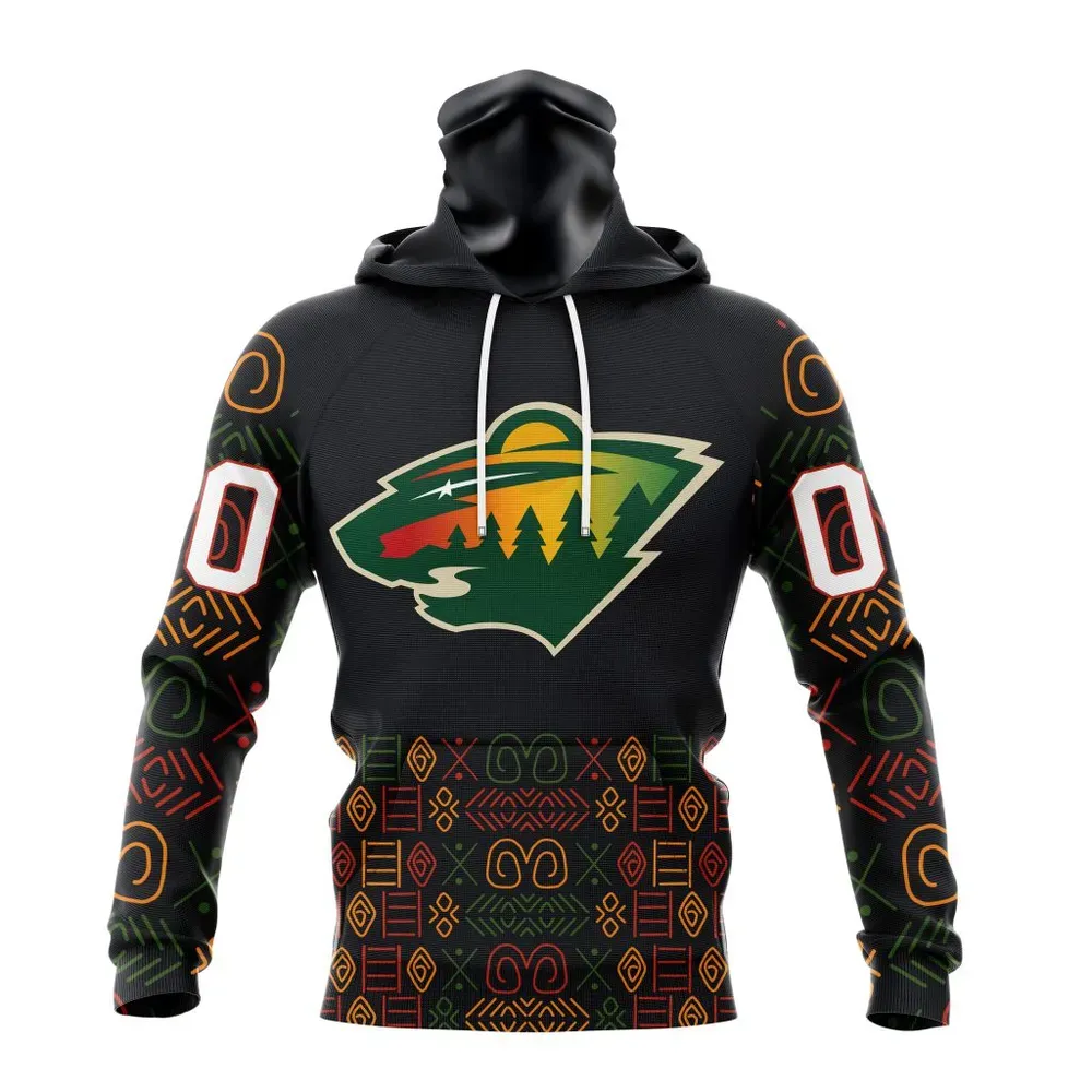 NHL Minnesota Wild Special Design For Black History Month St2401 Mask Hoodie