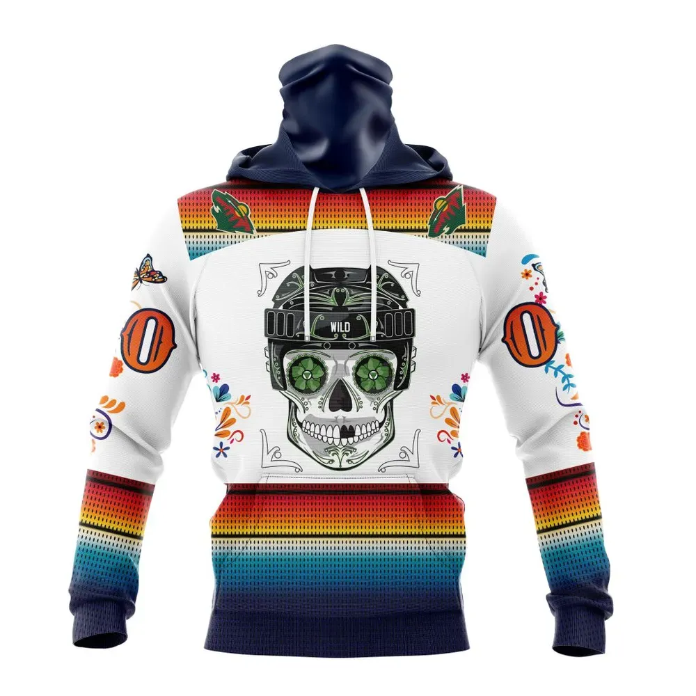 NHL Minnesota Wild Special Design For Dia De Los Muertos St2301 Mask Hoodie