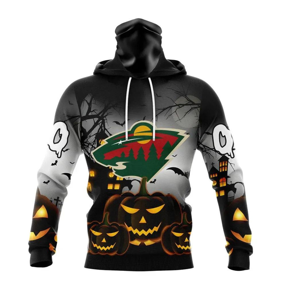 NHL Minnesota Wild Special Design For Halloween St2302 Mask Hoodie