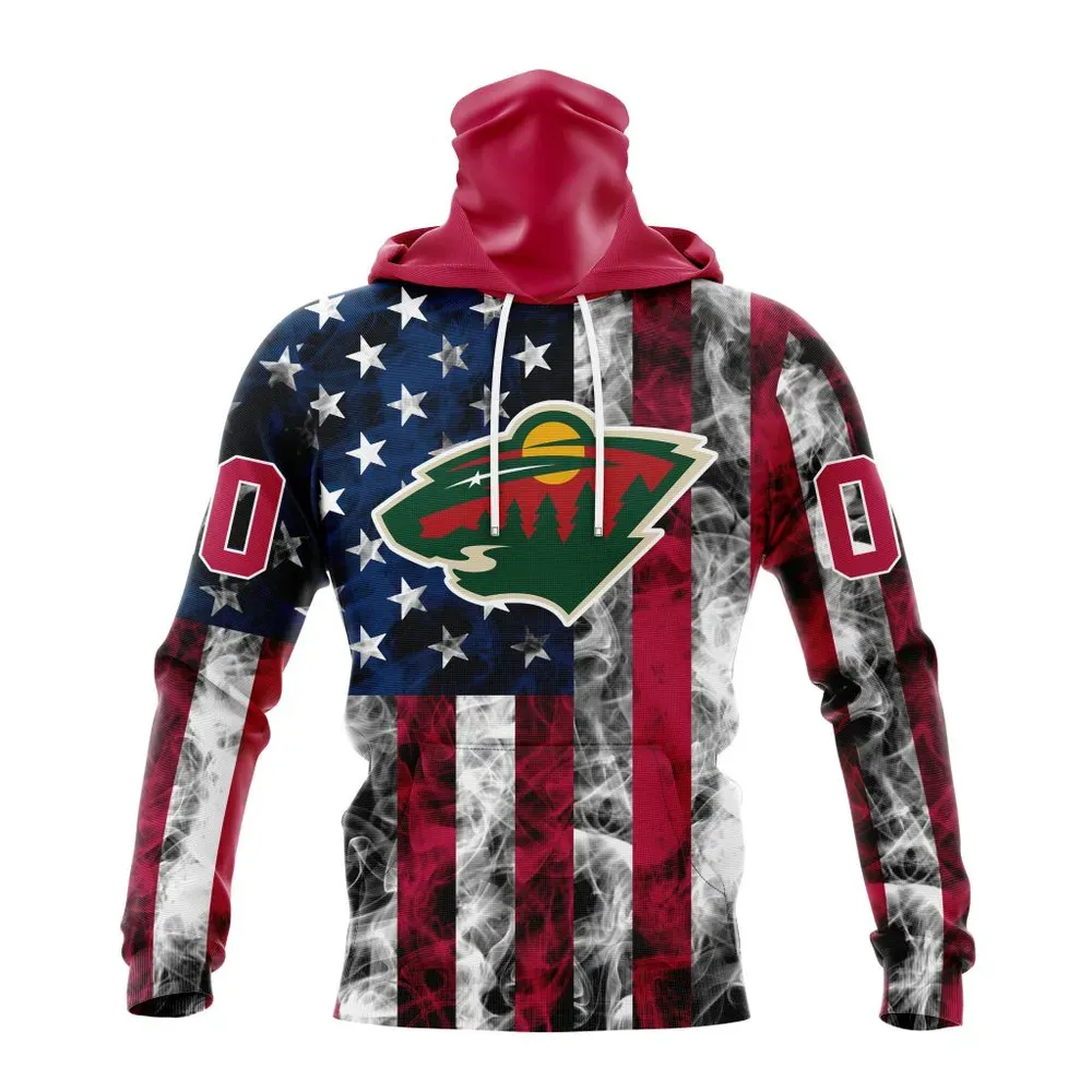 NHL Minnesota Wild Special Design For Independence Day The Fourth Of July St2401 Mask Hoodie