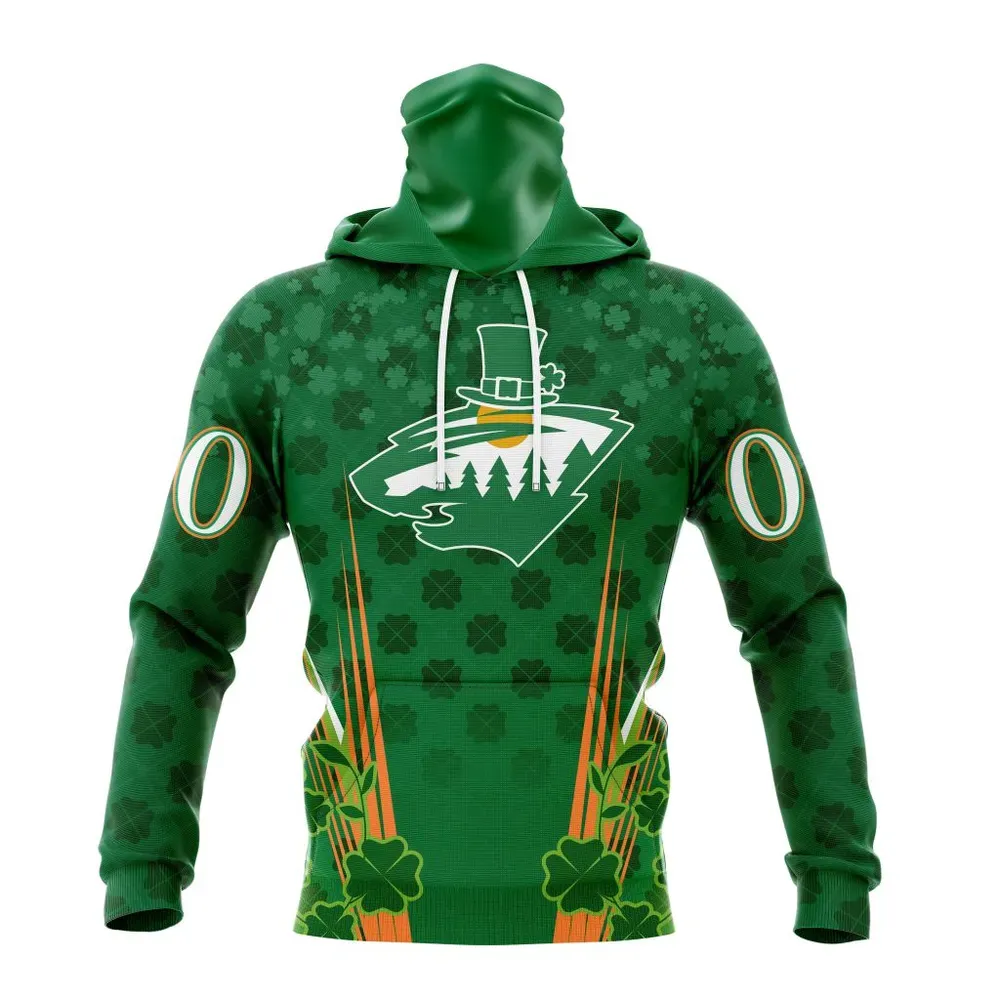 NHL Minnesota Wild Special Design For St. Patrickâ€™S Day St2402 Mask Hoodie