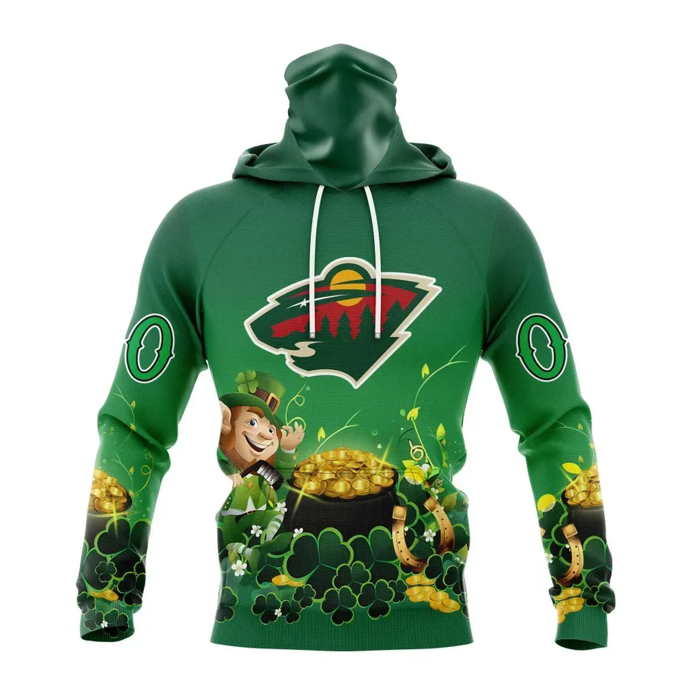 NHL Minnesota Wild Special Design For St. Patrickâ€™S Day St2403 Mask Hoodie