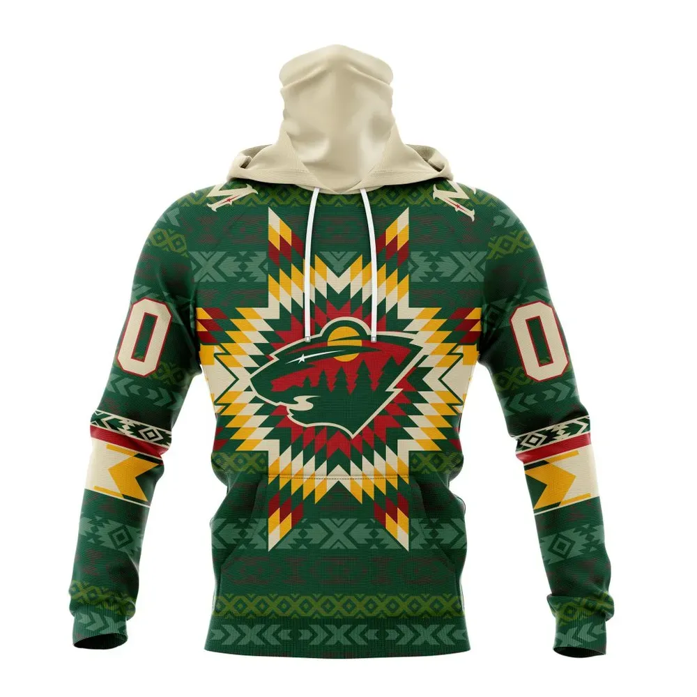 NHL Minnesota Wild Special Design With Native Pattern St2303 Mask Hoodie