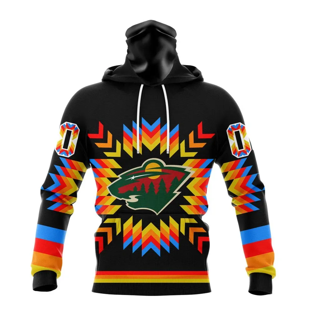 NHL Minnesota Wild Special Design With Native Pattern St2306 Mask Hoodie