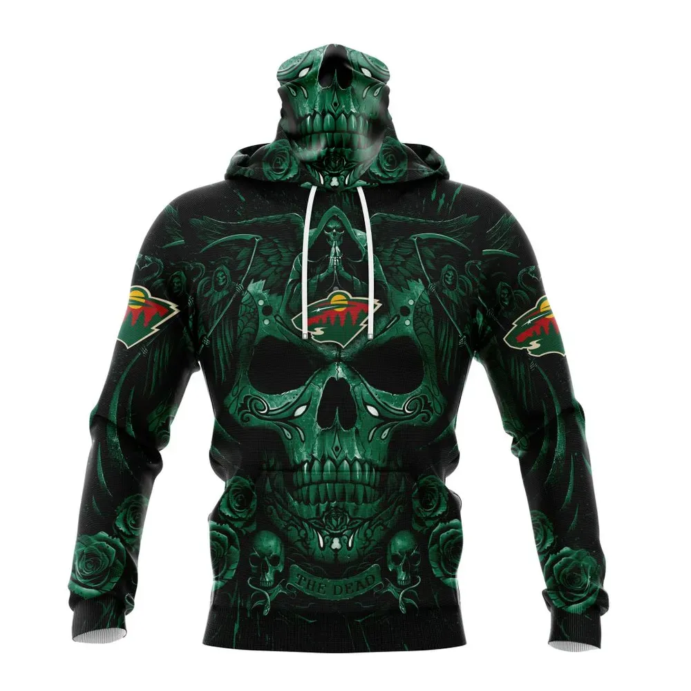 NHL Minnesota Wild Special Design With Skull Art St2203 Mask Hoodie