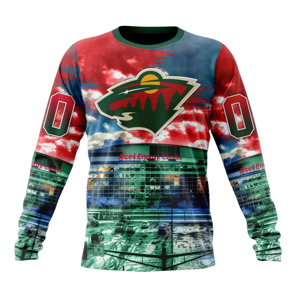 NHL Minnesota Wild Special Design With Xcel Energy Center St2401 Long Sleeved Sweatshirt 