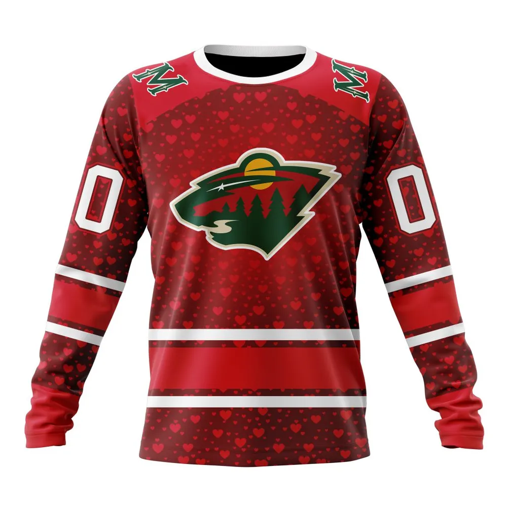 NHL Minnesota Wild Special Gift For Valentines Day St2401 Long Sleeved Sweatshirt 