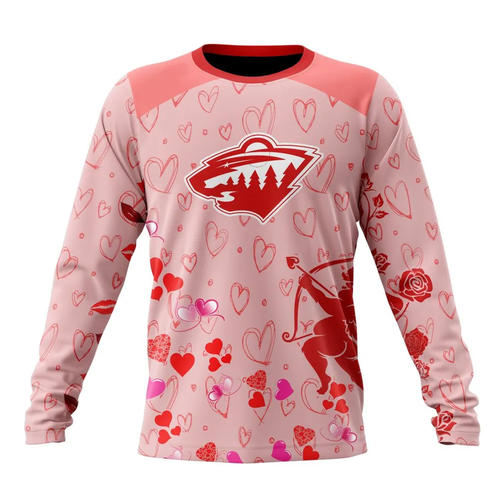 NHL Minnesota Wild Special Gift For Valentines Day St2402 Long Sleeved Sweatshirt 