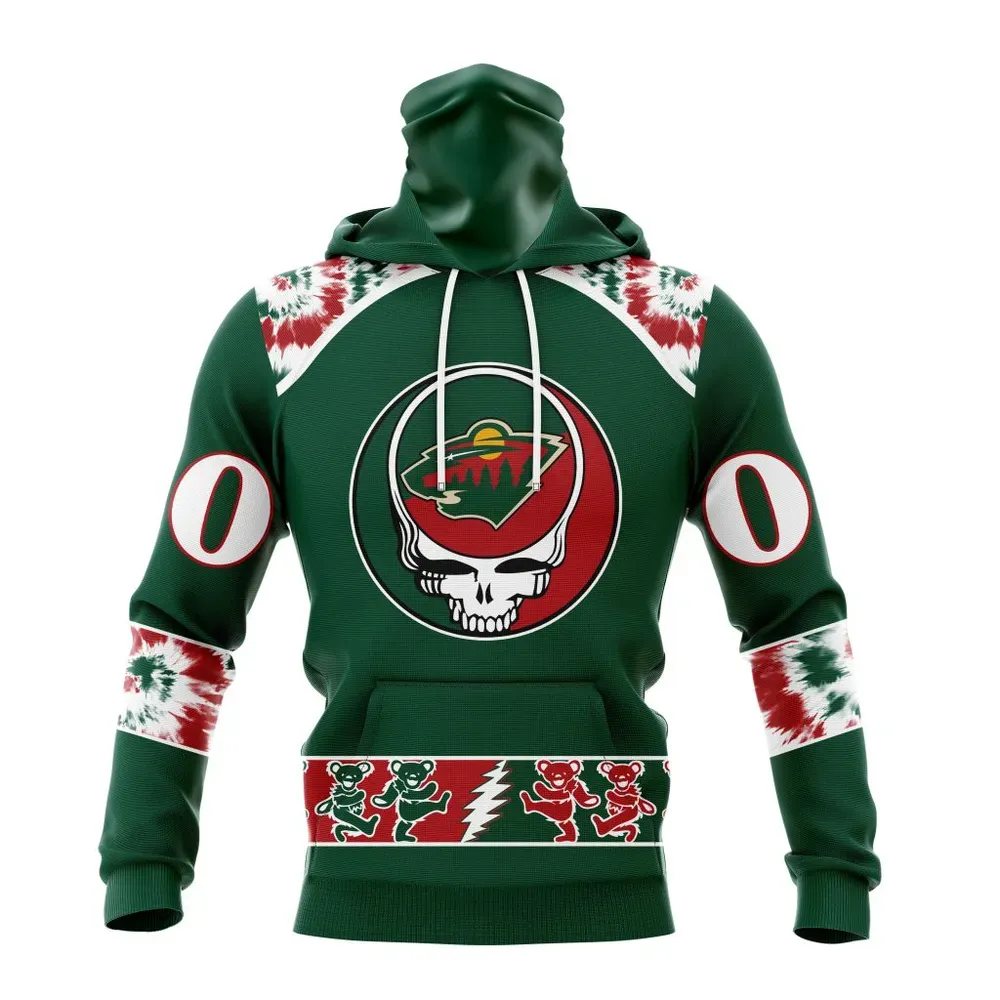 NHL Minnesota Wild Special Grateful Dead Design St2301 Mask Hoodie