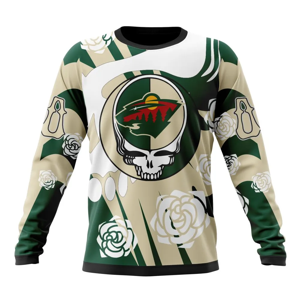 NHL Minnesota Wild Special Grateful Dead Design St2305 Long Sleeved Sweatshirt 