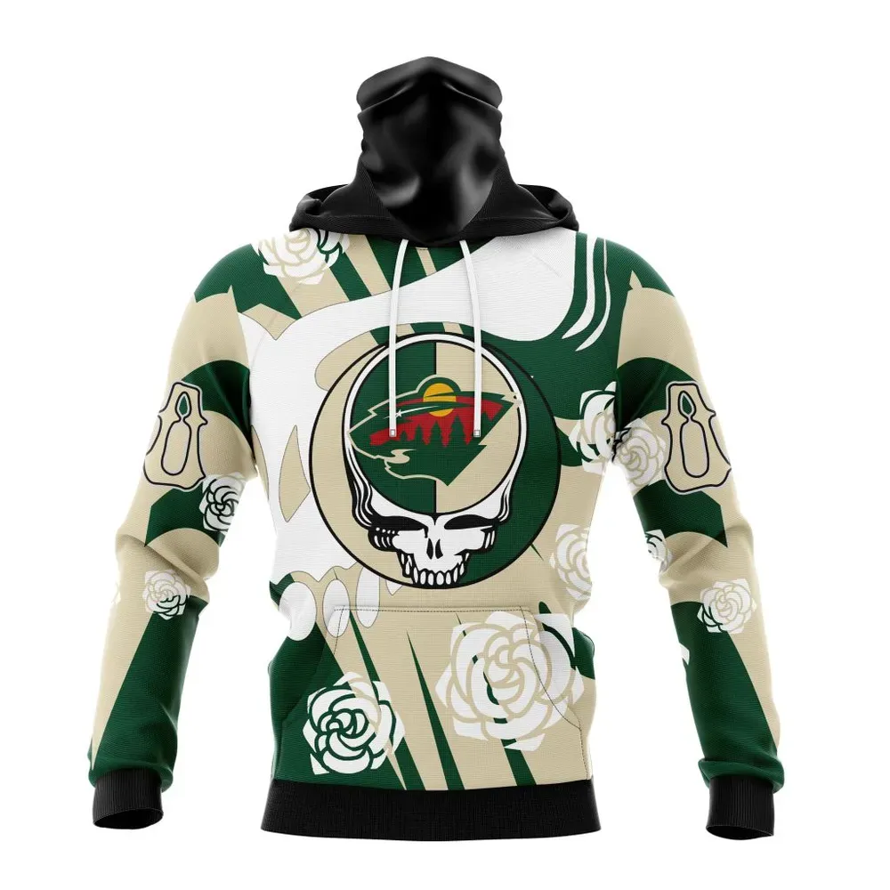 NHL Minnesota Wild Special Grateful Dead Design St2305 Mask Hoodie