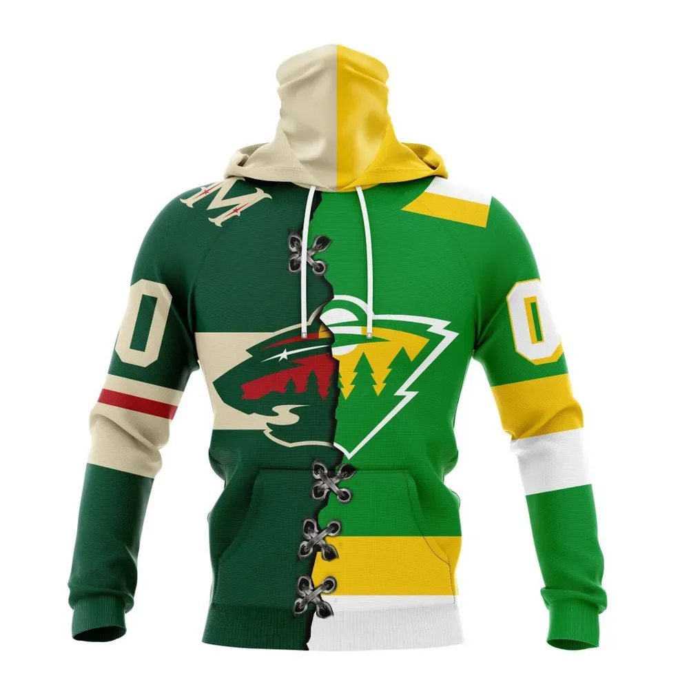 NHL Minnesota Wild Special Home Mix Reverse Retro Personalized Kits Mask Hoodie