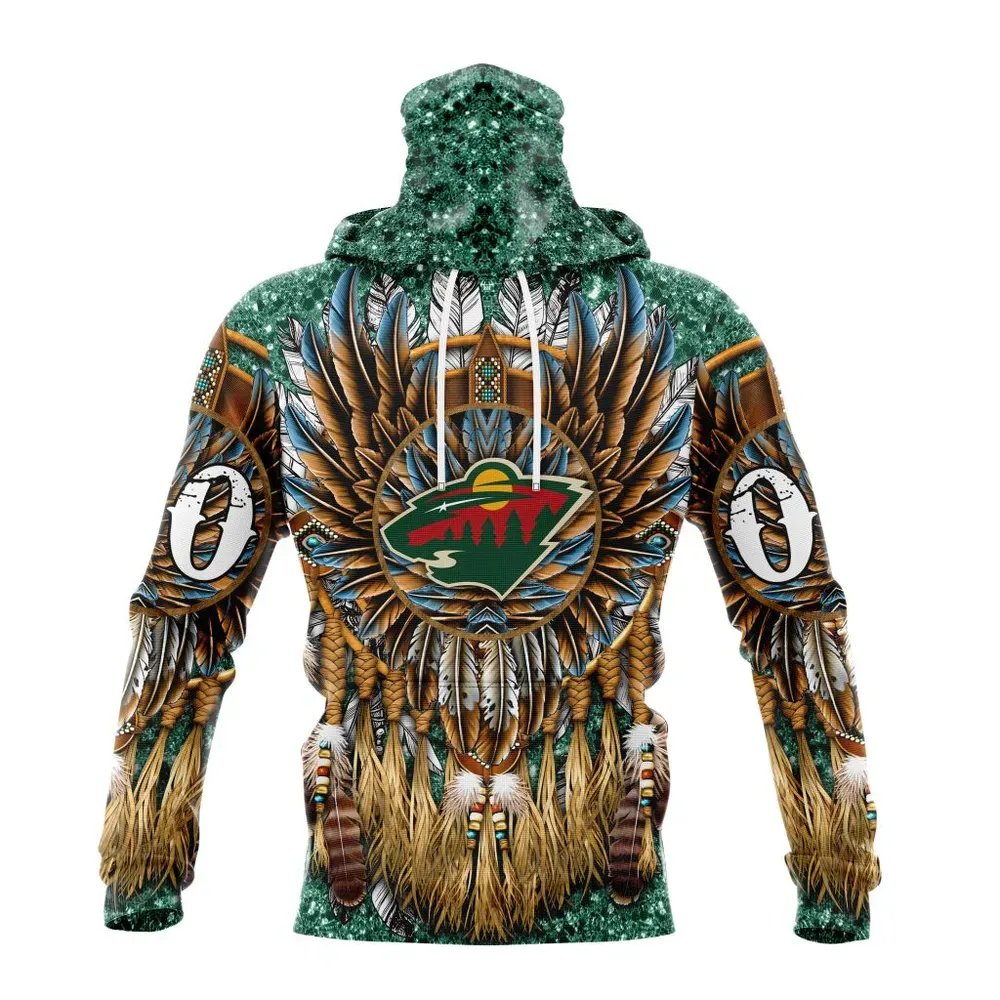 NHL Minnesota Wild Special Native Costume Design St2201 Mask Hoodie