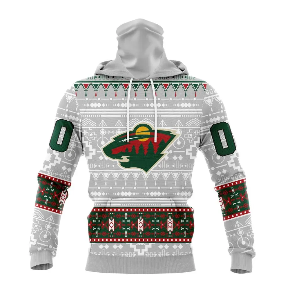 NHL Minnesota Wild Special Native Design St2302 Mask Hoodie