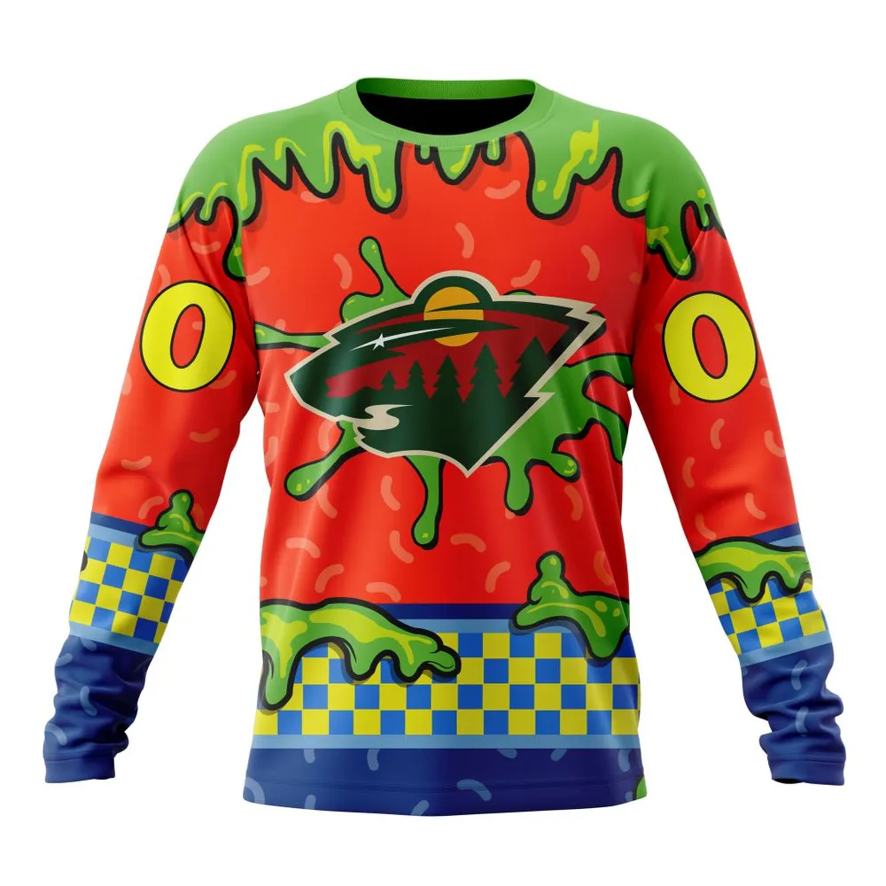 NHL Minnesota Wild Special Nickelodeon Design St2301 Long Sleeved Sweatshirt 