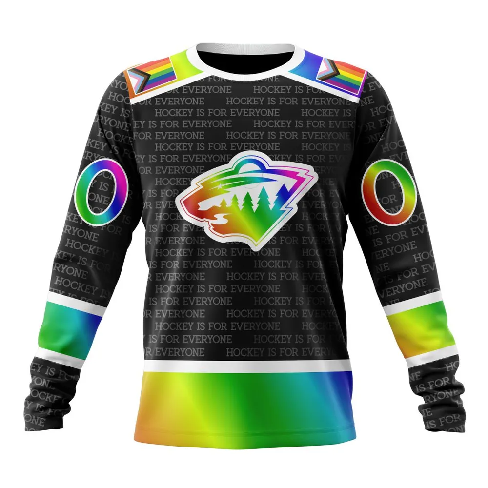 NHL Minnesota Wild Special Pride Design Hockey Is For Everyone Long Sleeved Sweatshirt 