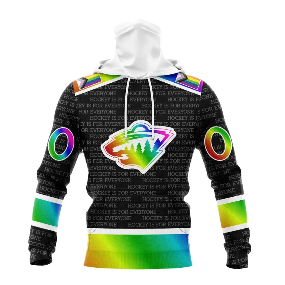 NHL Minnesota Wild Special Pride Design Hockey Is For Everyone Mask Hoodie