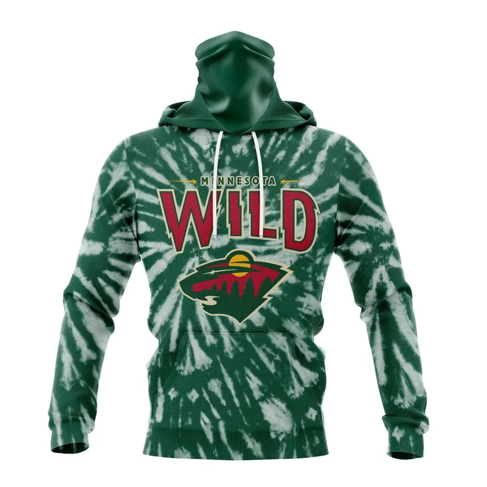 NHL Minnesota Wild Special Retro Vintage Tie Dye St2201 Mask Hoodie