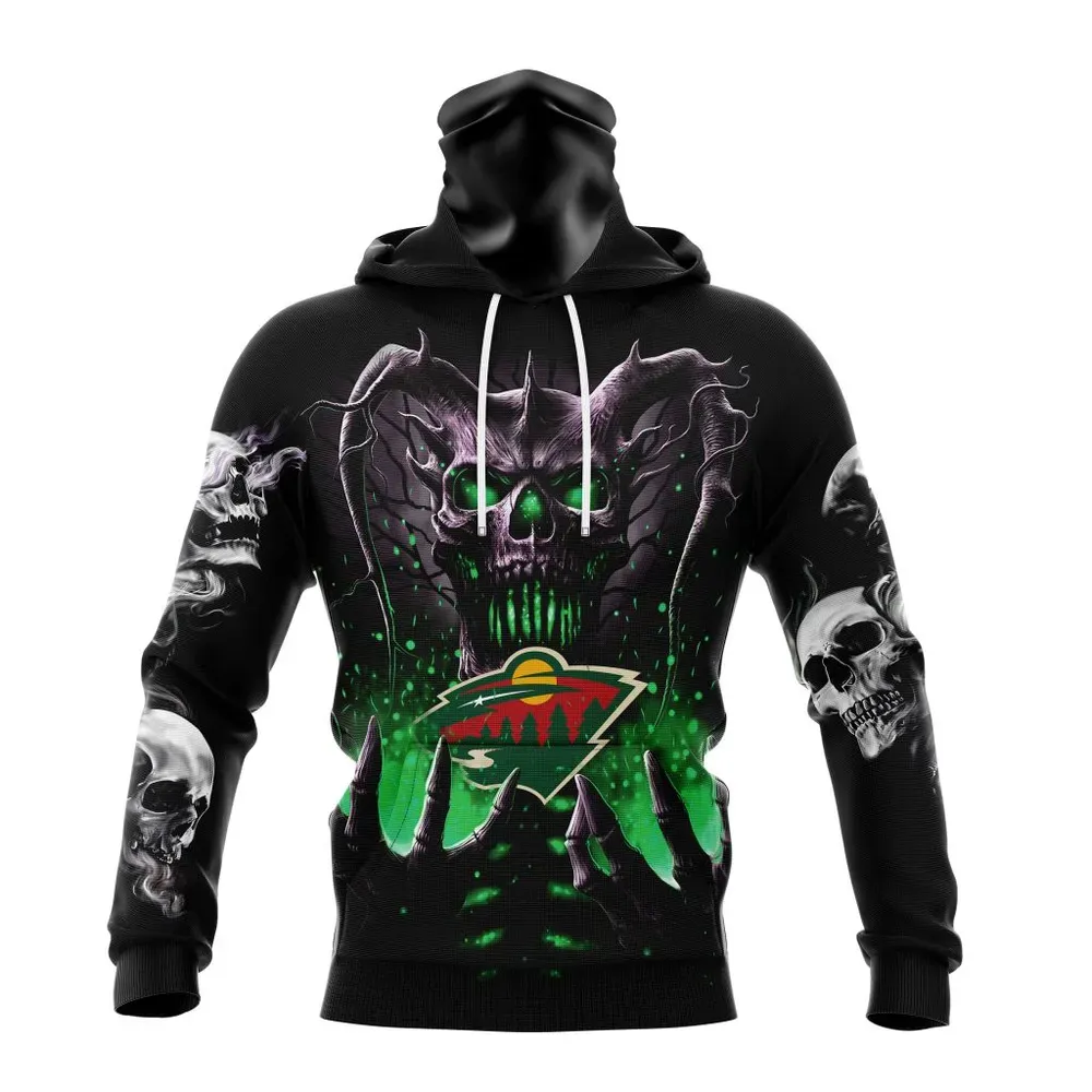 NHL Minnesota Wild Special Skull Art Design St2301 Mask Hoodie