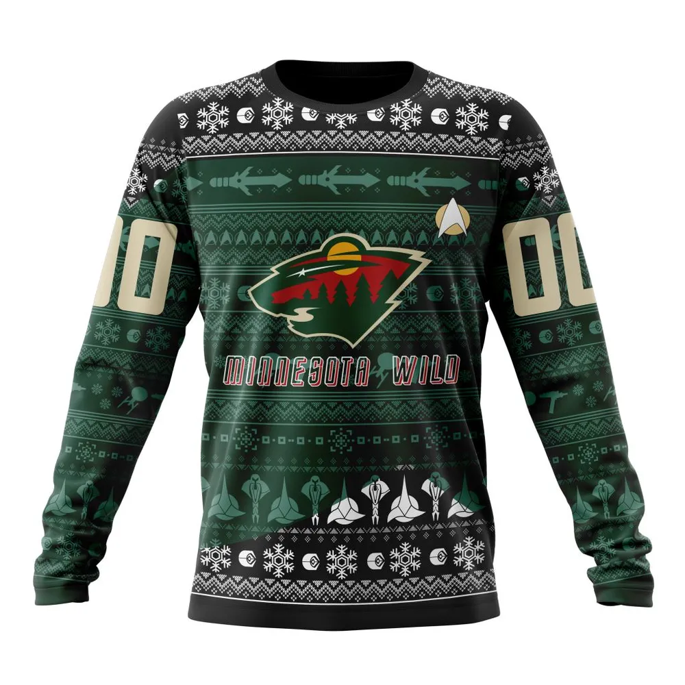 NHL Minnesota Wild Special Star Trek Design St2201 Long Sleeved Sweatshirt 