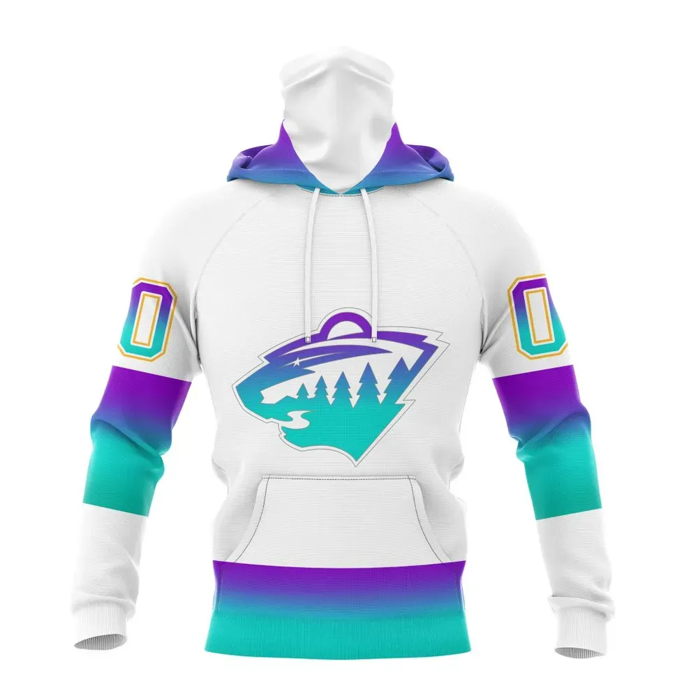 NHL Minnesota Wild Special Whiteout Design St2401 Mask Hoodie