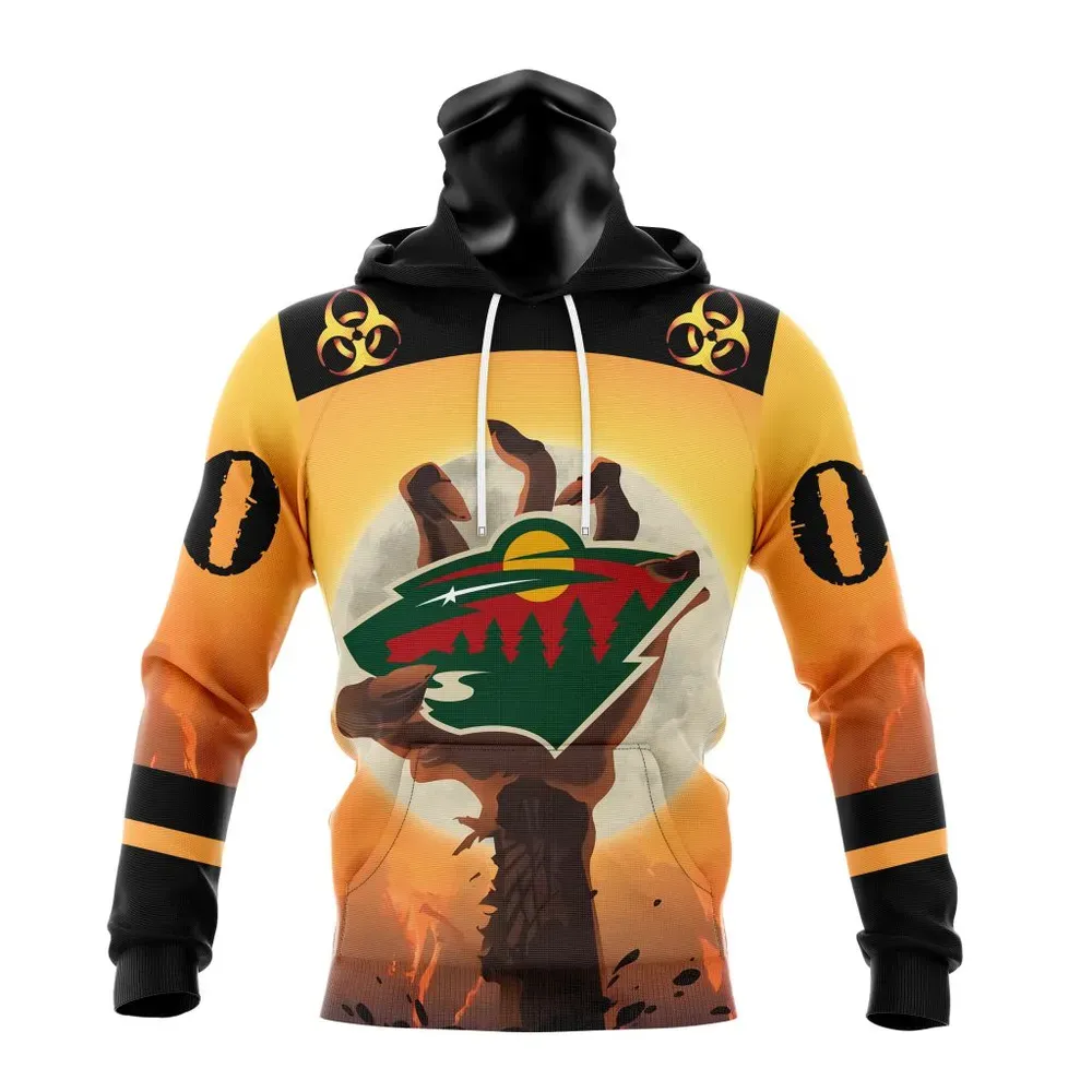 NHL Minnesota Wild Special Zombie Design For Halloween St2305 Mask Hoodie